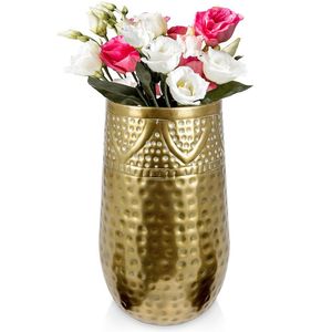 Vilde Blumenvase Metallblumenvase Vase Blumen Blumentopf Pflanzentopf dekorativ aus Metall Gold 18x30 cm