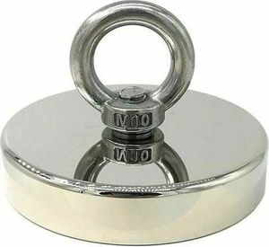 Superstarker Neodym-Magnet 300 kg, ideal zum Magnetfischen, Ø 90 mm, mit Neodym-Metallschnalle