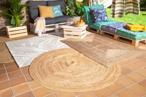 INSPIRE - Jute Teppich NILS - runder Teppich - Ø150 cm - 100% natürliche Jutefaser - Handgewebt - Honigbeige