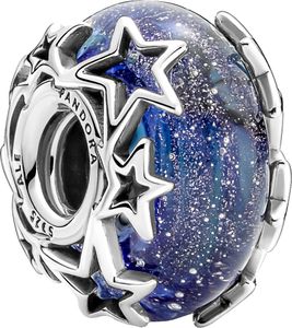 Pandora Moments Charm 790015C00 Galaxy Blue Star Murano Sterling Silber 925 blaues glitzerndes Mura