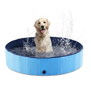 Profi Faltbarer Hundepool 160 cm Doggy Pool Kinder Swimmingpool Hundebad für Hunde Planschbecken Kinderpool Blau für große Hunde