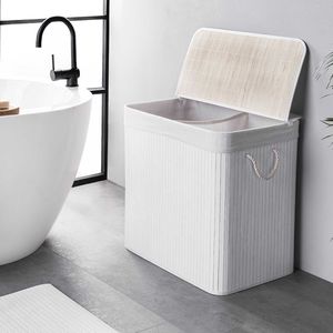 WohnDirect Wäschekorb, Wäschesammler BAMBOO Weiß