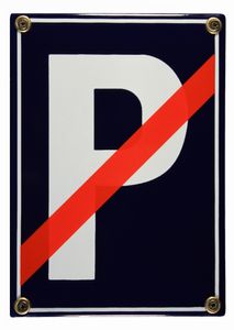 Emaille Schild Parkplatz rot durchgestrichen Verkehrsschild Verkehrszeichen Emailleschild Verbotssch