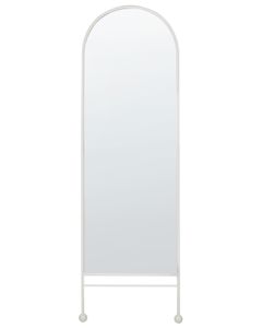 BELIANI Wandspiegel Weiß Eisen Glas 45 x 145 cm Oval Hängedekoration Modern Minimalistisch Wohnzimmer Schlafzimmer Flur