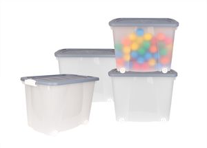4er Set XXL Aufbewahrungsbox mit Deckel & Rollen - 100% recyceltes Plastik -  Germany