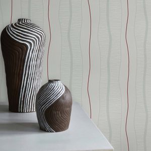 TADESSI | Tapete Streifen Romeo | M1-No.20 | Vliestapete | Rot | Creme | Streifentapete | Wohnzimmer | Schlafzimmer | Küche