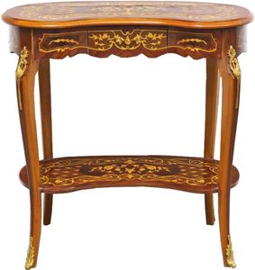 Casa Padrino Barock Beistelltisch mit Schublade Braun Intarsien - Antik Stil Beistelltisch - Telefontisch - Möbel