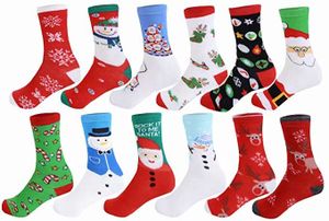 12 Paar Unisex Weihnachtssocken Christmas Socks Weihnachtsmotiv Weihnachten Festlicher Baumwolle Socken Mix Design für Damen und Herren