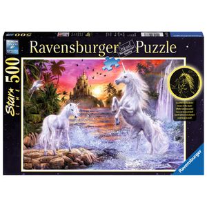 RAVENSBURGER Svítící puzzle Jednorožci u řeky 500 dílků