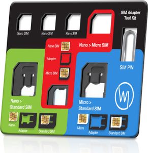 Wicked Chili Sim-Karten Adapter kompatibel mit iPhone, Samsung, Motorola, OnePlus, Xiaomi - 8un1 Set mit SIM-Karten Halterung, Sim-Nadel Tool, Nano Micro Standard Adaptern & SIM Travel Case
