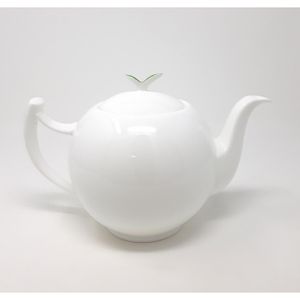 Teekanne TEA TIME BLATT für 1L weiß Bone China Porzellan TeaLogic