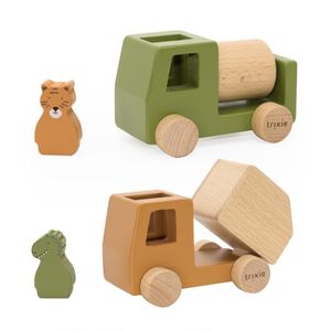 Trixie Wooden animal construction cars set