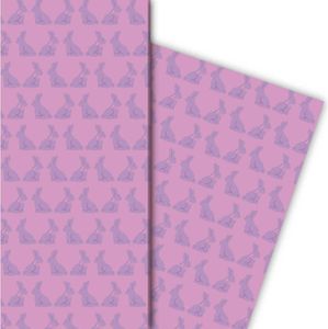 Edles Oster Geschenkpapier mit einer Reihe von Hasen, rosa - G5189, 32 x 48cm