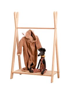 smartwood® TIPI M - Kleiderständer für Kinder, Montessori Kindergarderobe mit Ablage, Naturholz