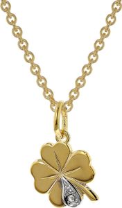 trendor 39480 Kleeblatt Anhänger mit Diamant Gold 333 an goldplattierter Kette, 42 cm