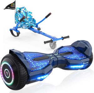 EVERCROSS 6,5 Zoll Hoverboards mit Sitz, App-fähige Bluetooth Hoverboards, Go Kart mit 3 Pedallichter, Selbstausgleichender Elektroroller Geburtstag