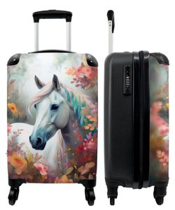 NoBoringSuitcases.com® Koffer Handgepäck Trolley Rollkoffer Kleine Reisekoffer mit 4 Rollen - Pferd - Natur - Blumen - Tiere - Wald - Cabin Size < 55x40x23 cm & 55x40x20 cm - Fotokoffer - Kabinenkoffer - Boardgepäck