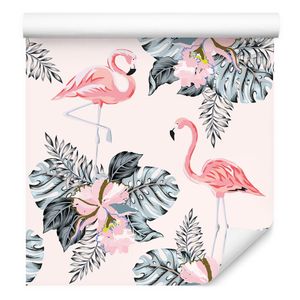 10m VLIES TAPETE Rolle Vügel Flamingos Blumen Blätter XXL