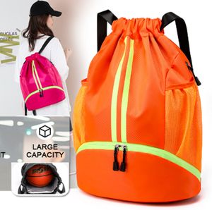 Orange Rucksack mit Kordelzug, Sporttasche mit Schuhfach Nass- und Trockentrenn-Schwimmrucksack Wasserabweisend Sportrucksack