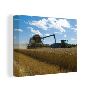 OneMillionCanvasses® - Maľba na plátne - Obraz na plátne Nástenná maľba na plátne - Traktor - farma - vidiek - zber úrody - obilie - 40x30cm -