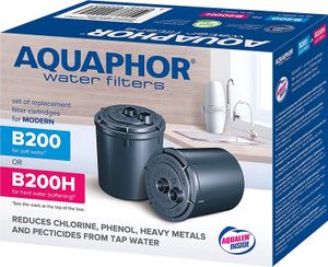 AQUAPHOR Filterkartuschen B200-H für Auftischfilter Modern- gegen Kalk, Rostpartikel, Chlor, Phenol, Schwermetalle
