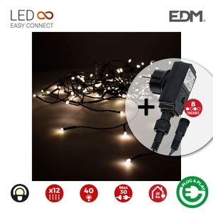 Vorhang Eiszapfen mit easy-connect Programmierer 2x0,5m 12 Streifen 40 leds white warm edm