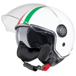 VINZ Varese Jethelm mit Doppelvisier | Roller Helm Fashionhelm mit Italienische Flagge | In Gr. XS-XXL | Jet Helm mit Sonnenblende | ECE 22.06  | Motorradhelm mit Visier - Weiß | M