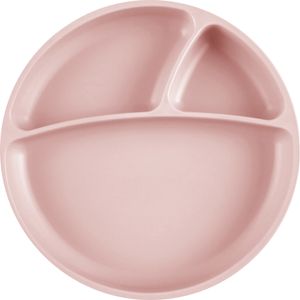 Minikoioi Portions Plate- Kinderteller mit Saugnapf - 100% lebensmittelechtem Silikon, Rose
