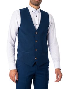 Marc Darcy Max Einreihige Weste, Blau 44R