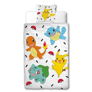 Pokémon Pikachu & Friends Bettwäsche 80x80 + 135x200 cm - 100% Baumwolle