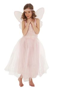 Fee "Nellina" Kostüm für Mädchen 3-tlg. | Feenkostüm mit Flügeln Rosa Größe: 104