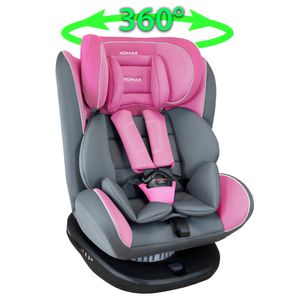 Auto Kindersitz mit 360° Drehfunktion und ISOFIX für Kinder von 0 - 36 kg (Klasse 0, I, II, III) XOMAX 916, Farbe:Dunkelgrau/Rosa