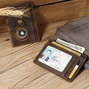 Für AirTag Wallet Leder, Slim Kartenhalter kompatibel mit AirTag Wallet für Herren (Dunkelbraun)