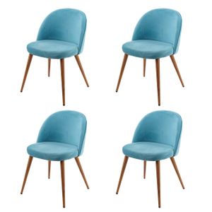 4x Jídelní židle HWC-D53, Židle Kuchyňská židle Retro 50. léta Design, Velvet  tyrkysová