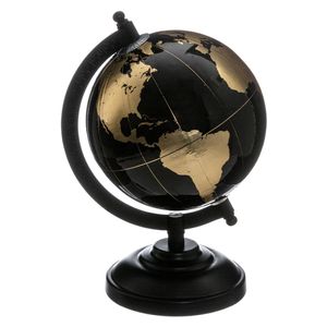 Deko-Globus, schwarz mit goldener Weltkarte, 22 cm