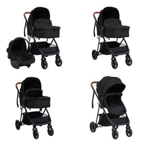 vidaXL 3 in 1 Kinderwagen Anthrazit und Schwarz Stahl - Kinderwagen - Babywagen - Sportwagen - Kombi-Kinderwagne