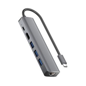Rolio USB-C-Hub - 1Gbps Ethernet LAN - HDMI 4K - USB-C-Laden - USB 3.0 - Universal - MacBook Pro / Air / iPad Pro / Galaxy / HP / Dell / Lenovo