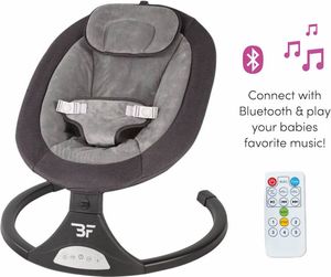 Bebies First Elektrische Babywippe Digital Swing 0 bis 9 kg - 5 Schwingungsamplituden - Verstellbare Rückenlehne - Musik - Fernbedienung - Anthrazit