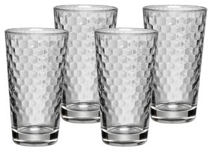 WMF Longdrinkgläser Set 4-teilig Wabenmuster Cocktail Latte Macchiato Kristallglas hitzebeständig spülmaschinengeeignet, 275ml