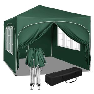 BukkitBow – Partyzelt mit Seitenwänden und runder Kante – faltbares Zelt – wasserdicht und wetterfest – Gartenpavillon – 300 x 300 cm – Grün