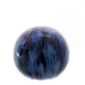 XL Rosenkugel, Beetkugel, Keramik Gartenkugel mit blauem Farbverlauf 20 cm