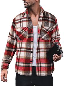 Männer Langarm Hemd Im Freien Kariert Komfortabel Mode Täglich Freizeit Strickjacken, Farbe: Rot, Größe: S