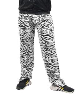 80er Jahre Herren Jogginghose im Zebra Look für Jungen Kostüm - schwarz weiss - Größe S bis XXXL, Größe:L/XL