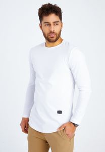 Koszulka męska z długim rękawem V-neck Leif Nelson LN-8394, biały / XXL