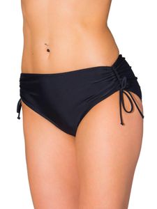 Aquarti Damen Bikinihose mit Raffung und Schnüren, Farbe: Schwarz, Größe: 46