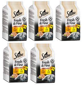 SHEBA Portionsbeutel Multipack Fresh & Fine in Sauce mit Truthahn und mit Huhn 5 x 6x50g