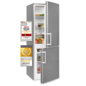 Exquisit Kühl-Gefrierkombination KGC233-60-HE-040D inoxlook | 173 l Nutzinhalt | Edelstahloptik