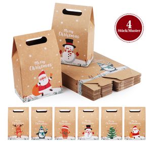 24 Stück Weihnachten Tüten Papiertüten  Geschenktüten Kraftpapier mit 6 verschiedenen Weihnachtsmuster von Geschenken, Giveaways, Kindergeburtstag