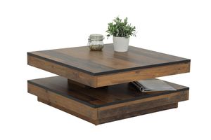 Funktionscouchtisch "Ben" Holz-Dekor, Sockelfuß & 360° drehbare Tischplatte