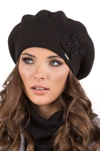 Vivisence damen baskenmütze eleganter wintermütze warm und gemütlich kopfbedeckung an winter und herbst warm dick strickmütze, klassisch mütze für frauen, hergestellt in der eu, schwarz, einheitsgröße